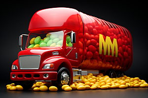 M豆卡车玩具汽车巧克力豆摄影图