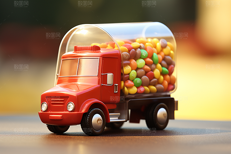 M豆卡车玩具汽车巧克力豆摄影图