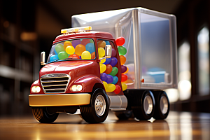 M豆卡车玩具汽车甜品摄影图