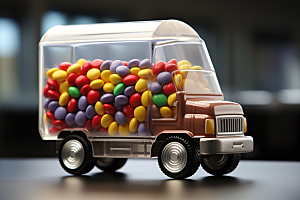 M豆卡车巧克力豆高清摄影图