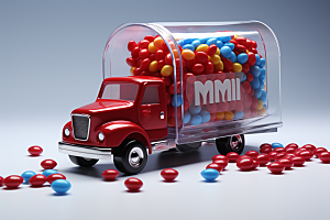 M豆卡车甜蜜美食摄影图