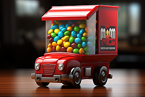 M豆卡车巧克力豆美食摄影图