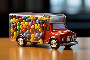 M豆卡车甜蜜玩具汽车摄影图