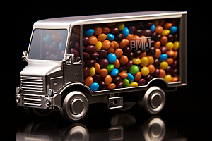 M豆卡车玩具汽车美味摄影图