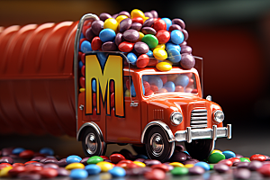 M豆卡车甜品美味摄影图