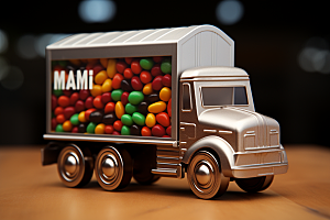 M豆卡车美味甜品摄影图