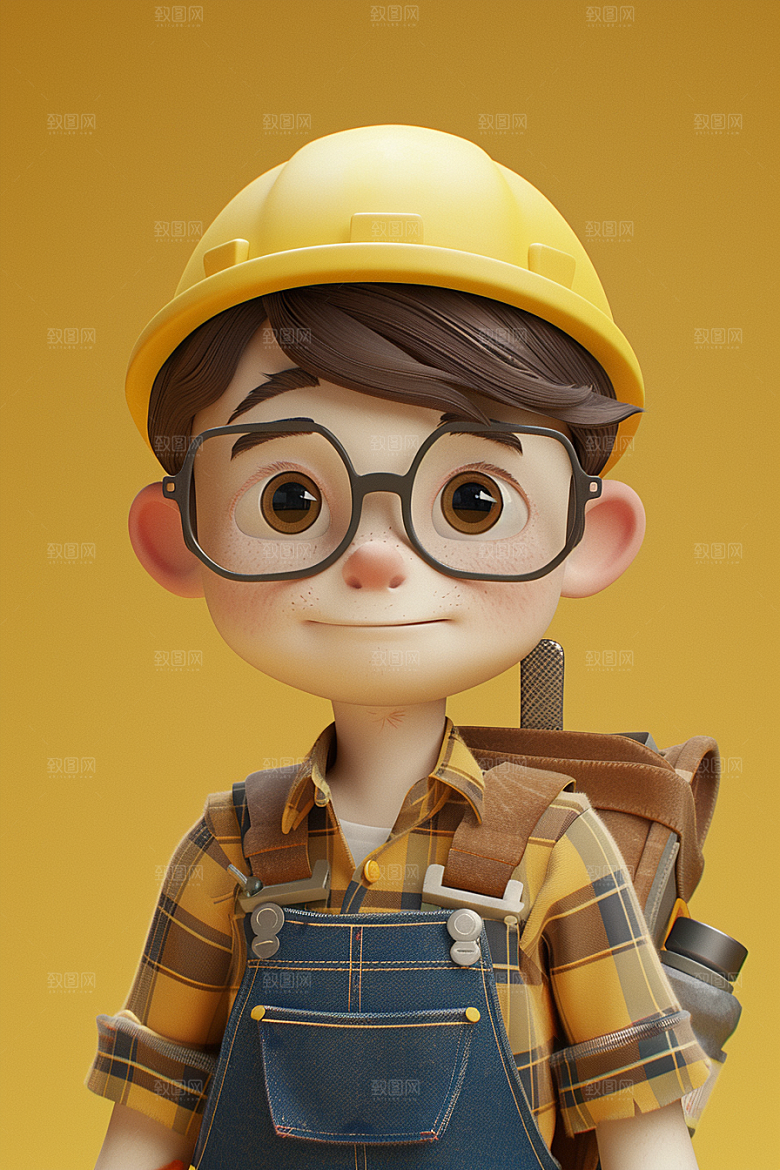 Q版工人高清C4D模型