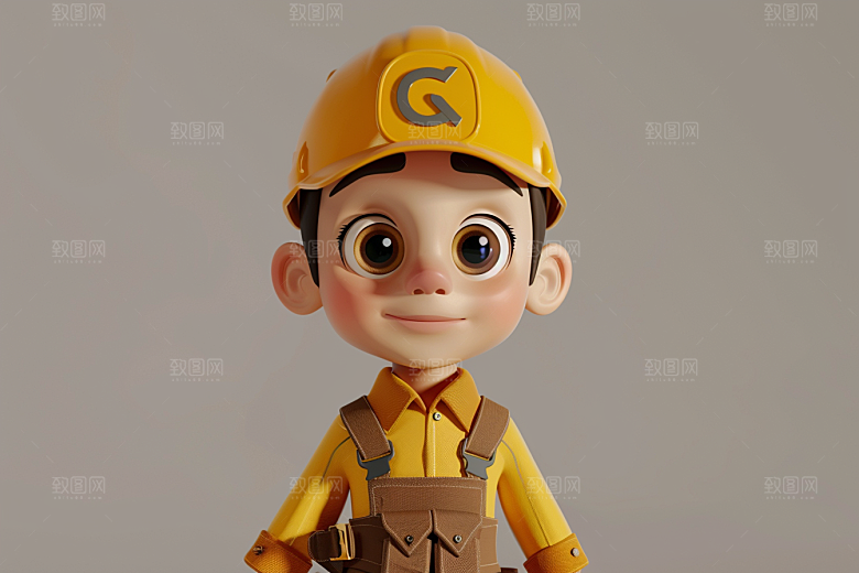 Q版工人五一劳动节高清模型