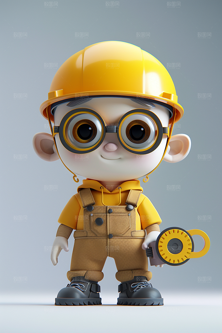 Q版工人3D施工模型