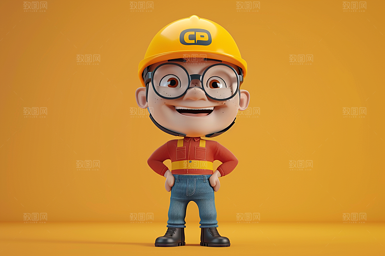 Q版工人C4D致敬劳动者模型