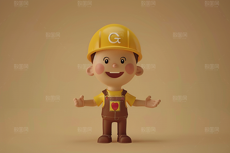 Q版工人五一劳动节3D模型