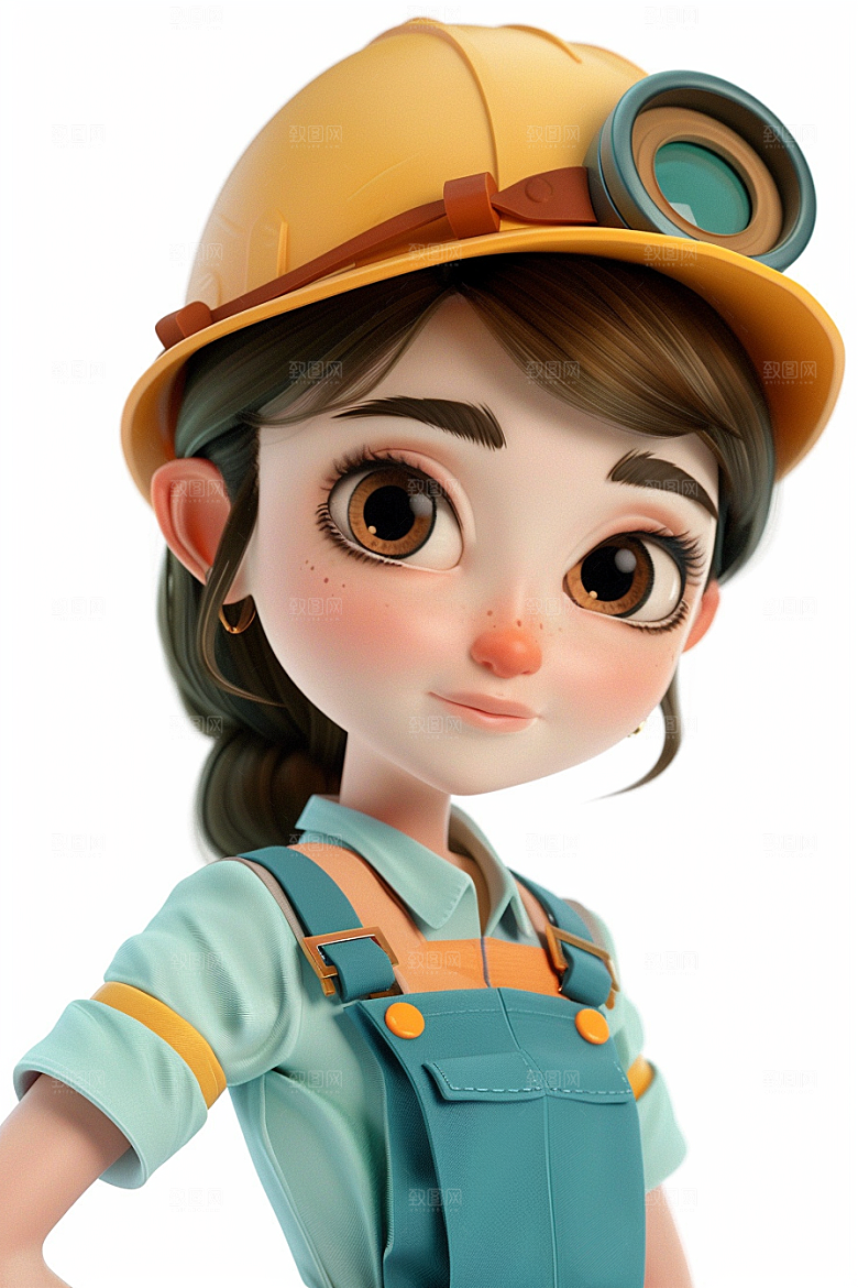 Q版工人立体C4D模型