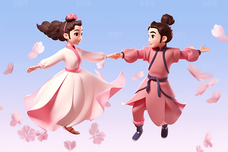 Q版牛郎织女3D中国风模型