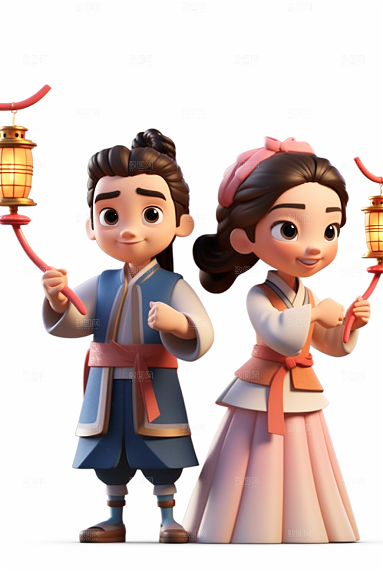 Q版牛郎织女传统文化情人节模型