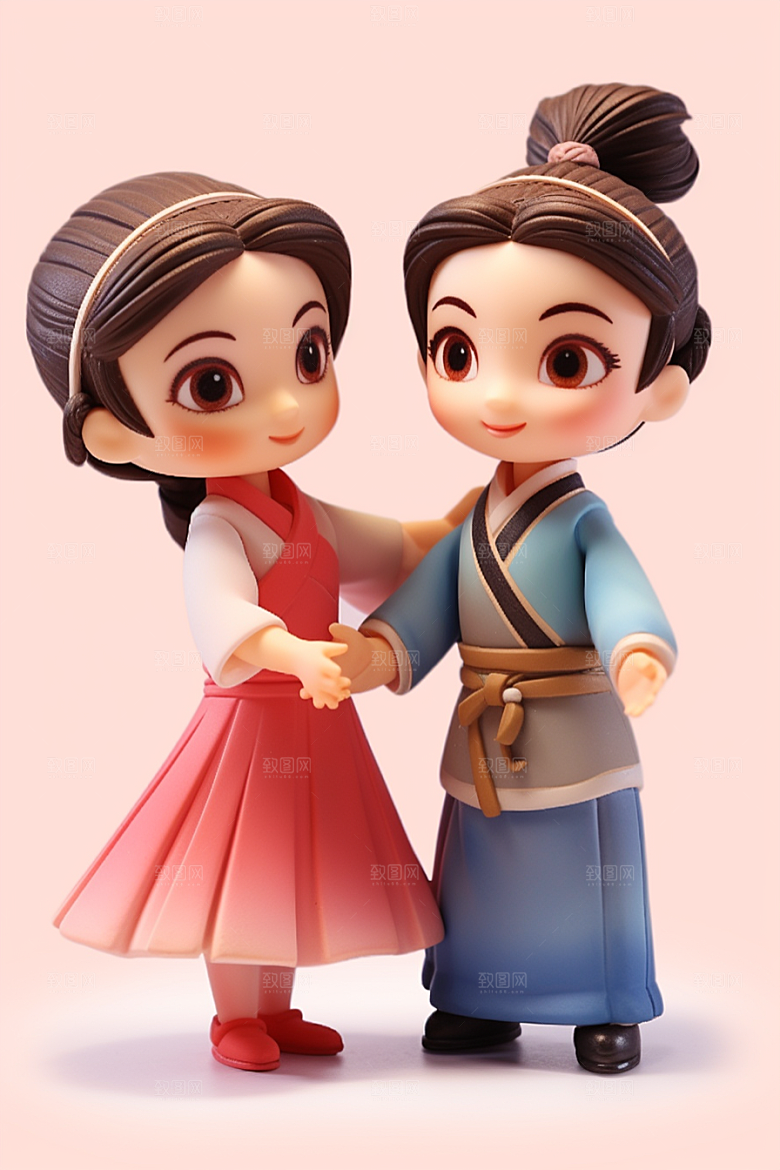 Q版牛郎织女情人节3D模型