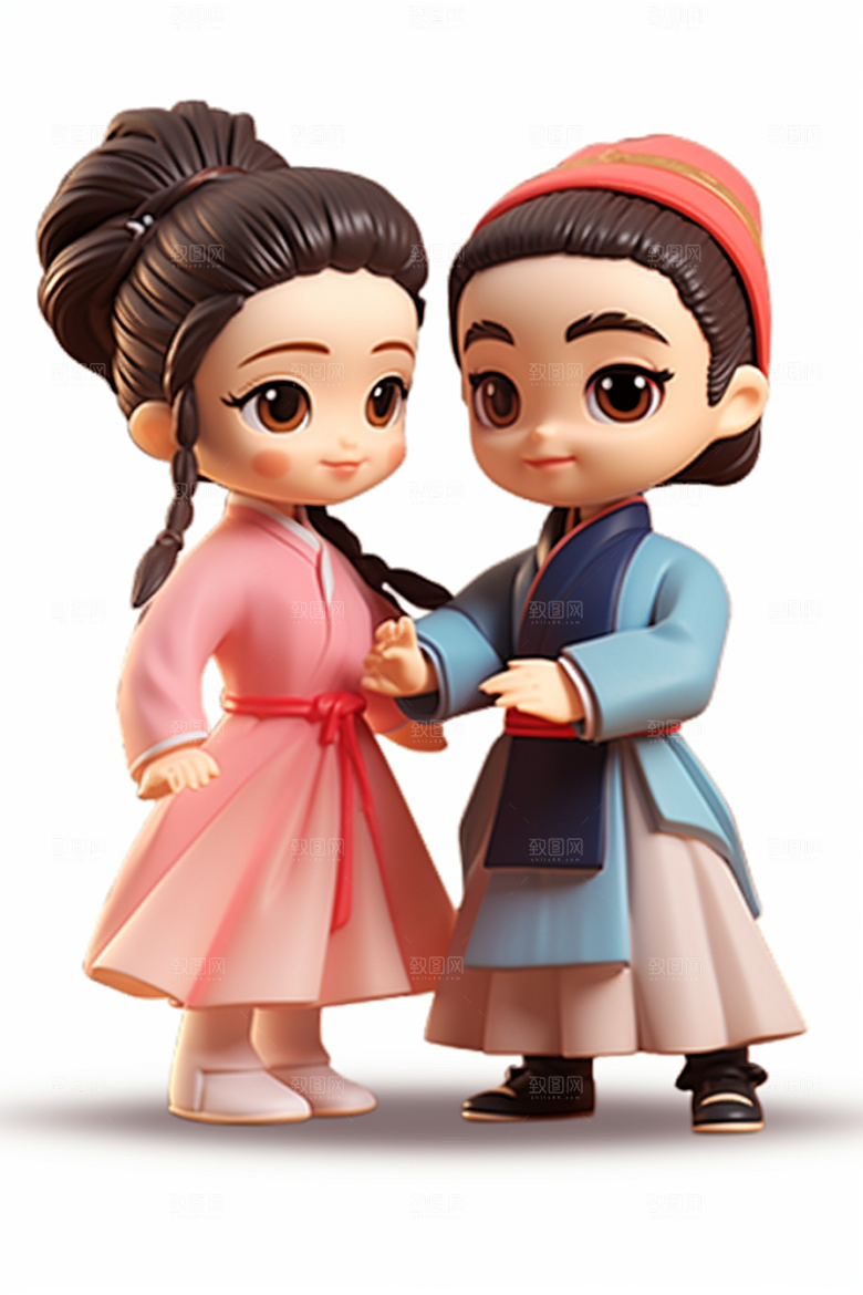 Q版牛郎织女传统文化立体模型