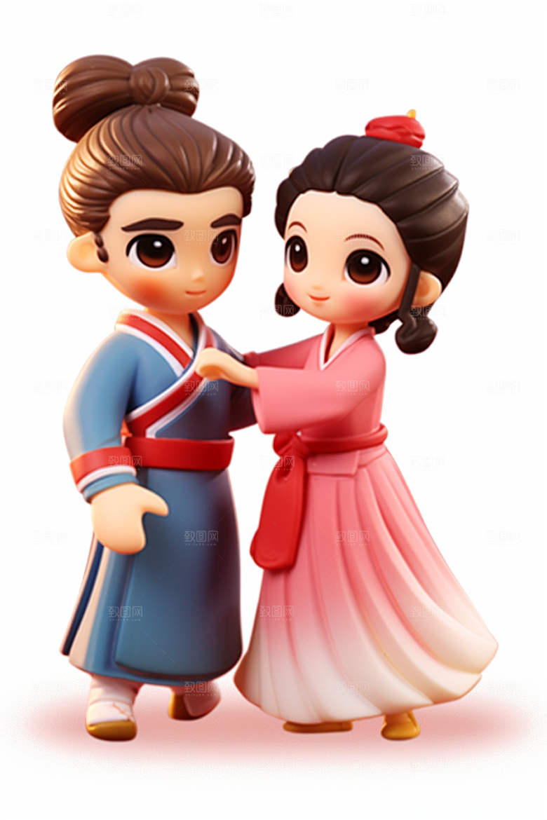 Q版牛郎织女中国风七夕模型