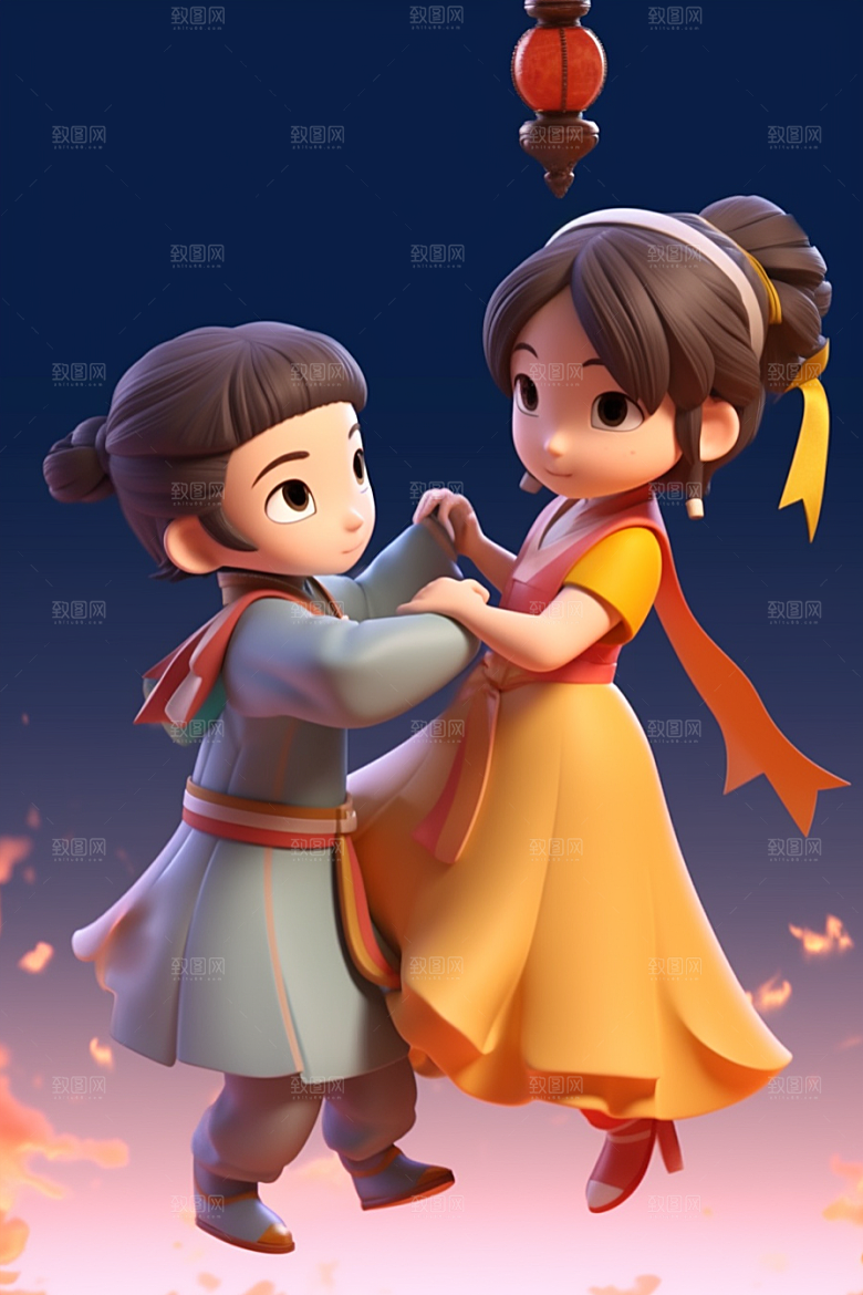 Q版牛郎织女立体爱情故事模型