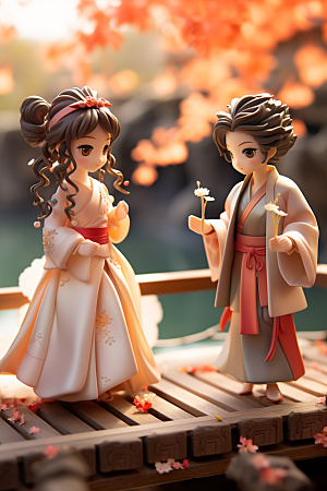 Q版牛郎织女情人节传统文化模型