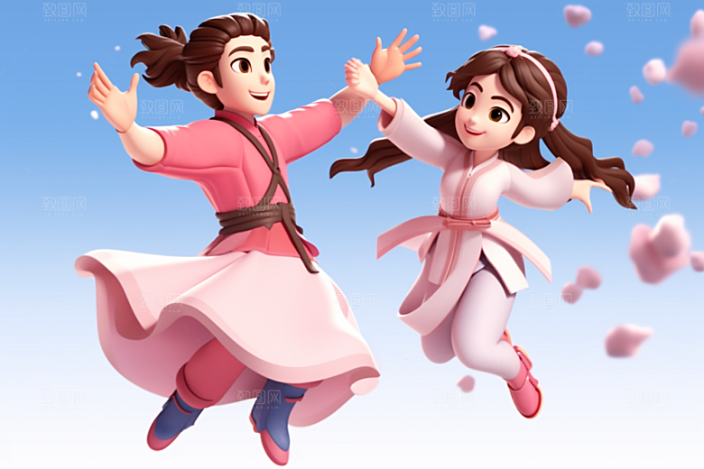 Q版牛郎织女七夕3D模型