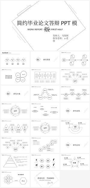 简约风学生毕业答辩通用模板PPT