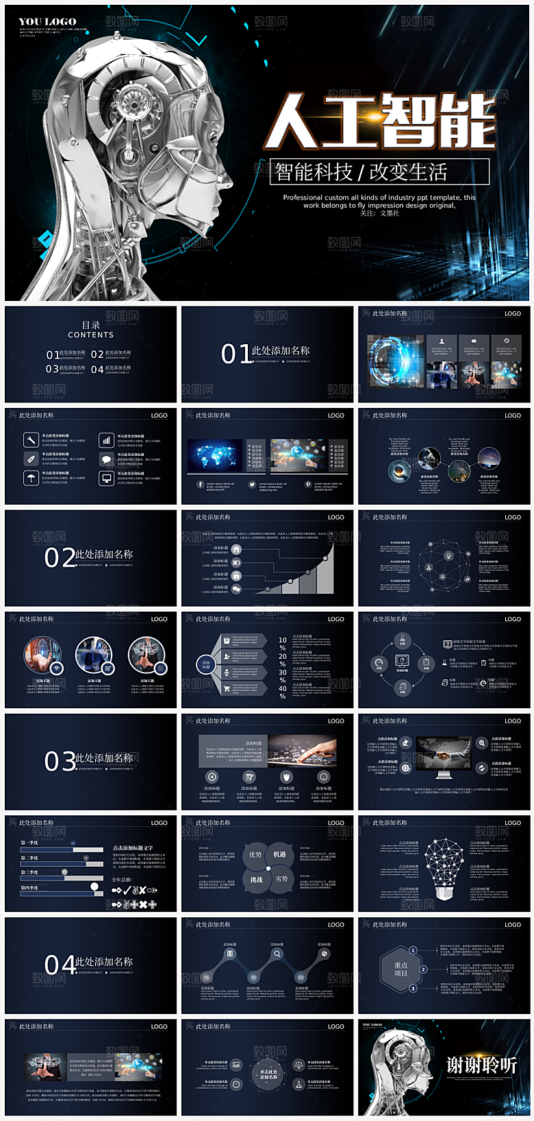 科技人工智能先进技术PPT模板