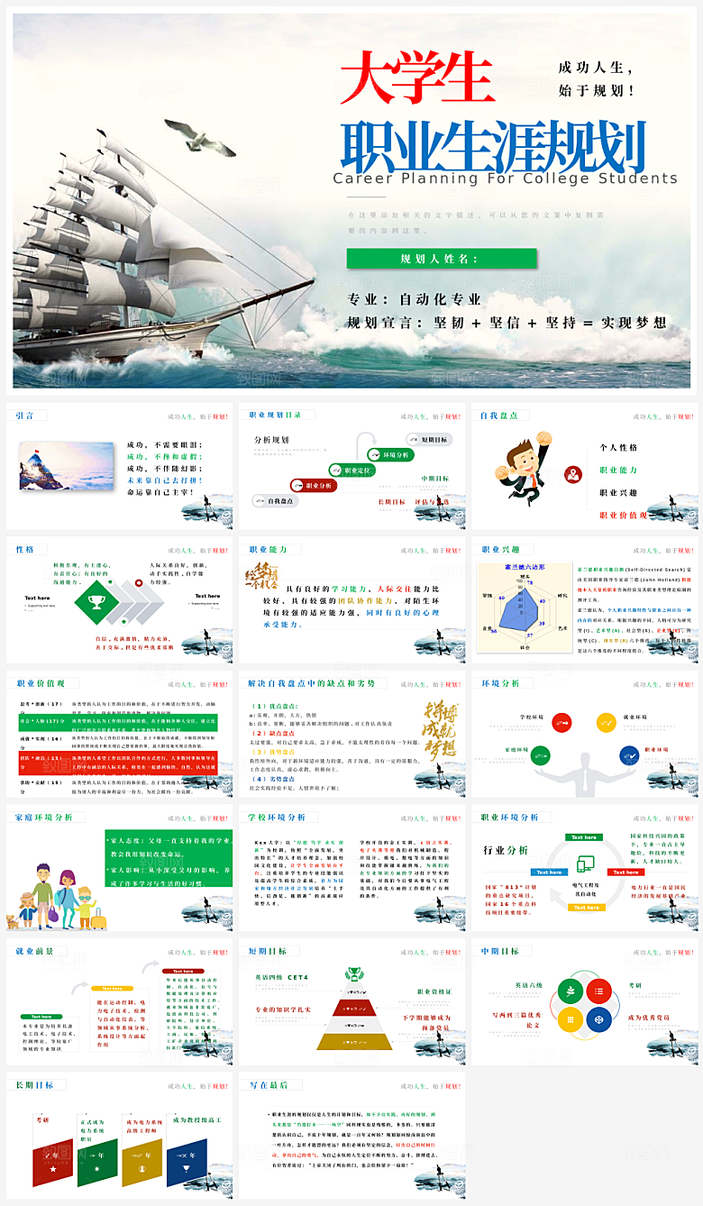 大学生职业生涯规划模板PPT