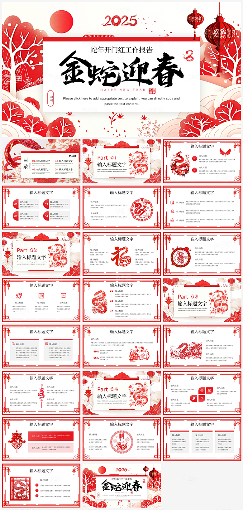 蛇年新年主题总结方案通用模板PPT