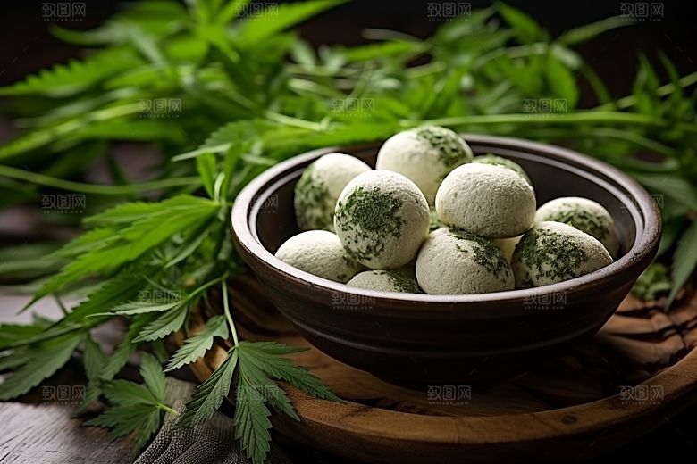 艾草中式糕点清明摄影图