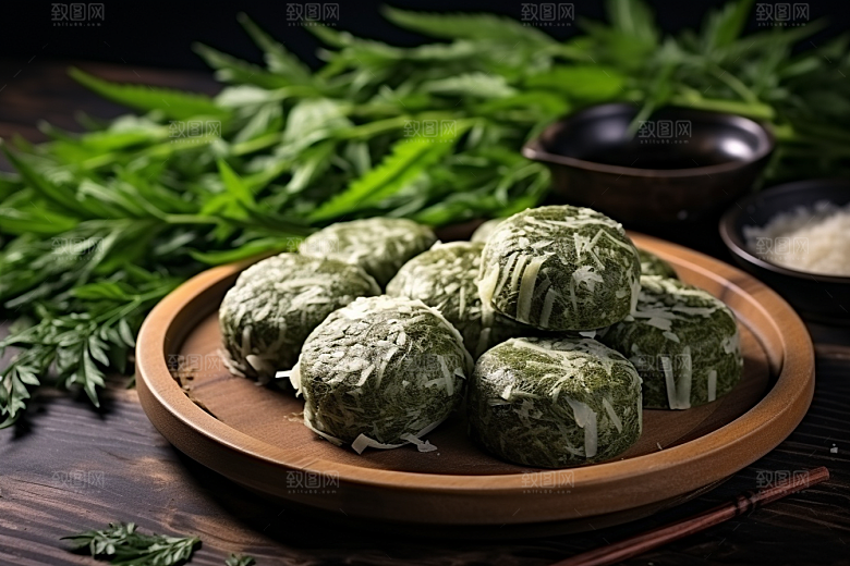 艾草传统文化美食摄影图