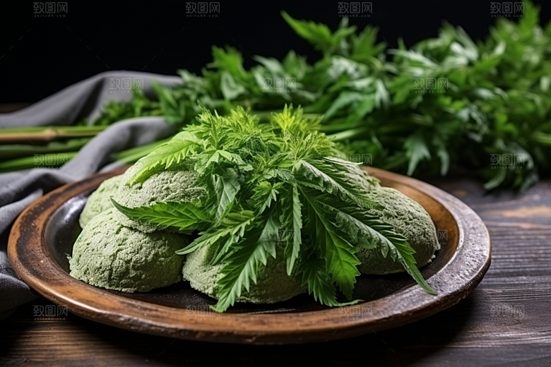 艾草糯叽叽艾叶摄影图