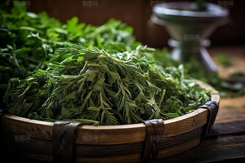 艾草传统文化中式糕点摄影图