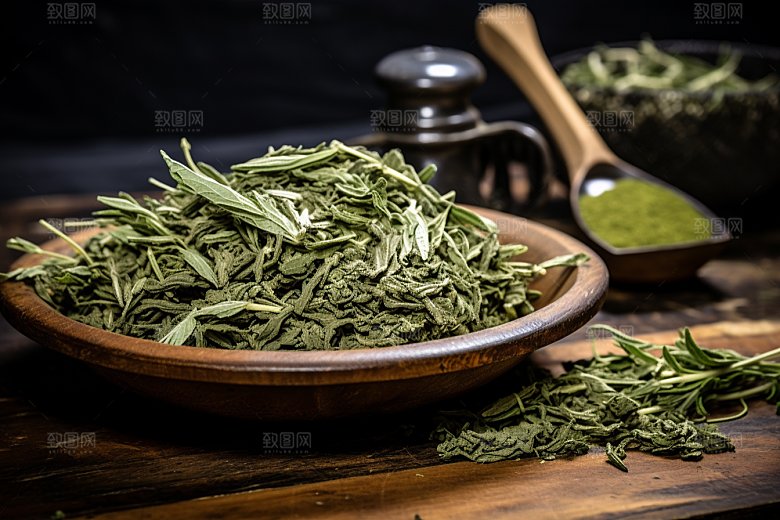 艾草艾叶美食摄影图