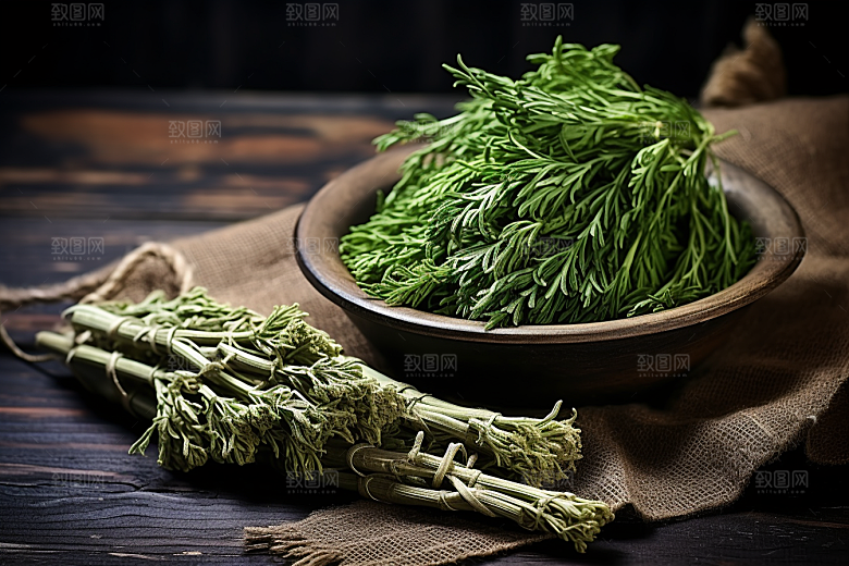 艾草蒿草艾叶摄影图