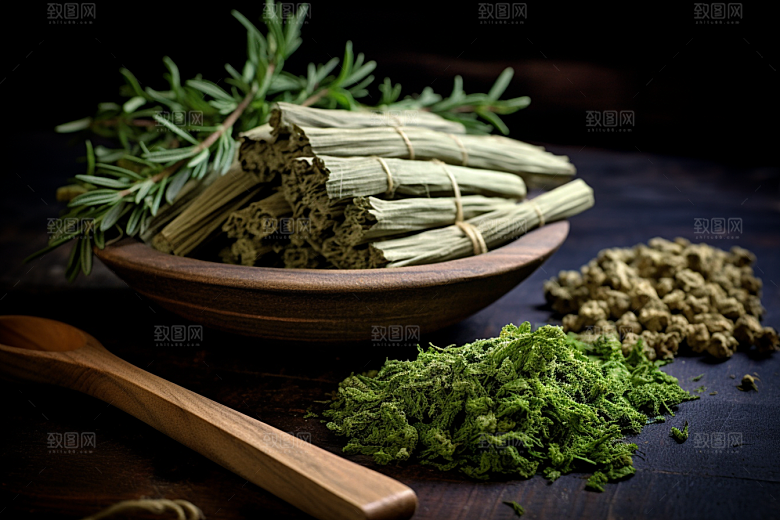 艾草传统文化中式糕点摄影图
