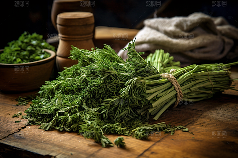 艾草美食清明摄影图