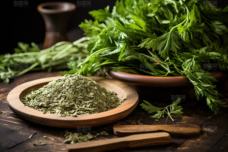 艾草艾叶中式糕点摄影图