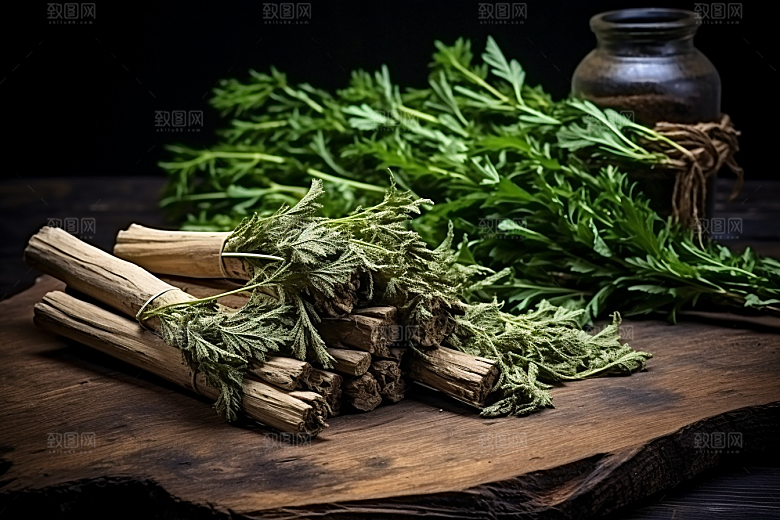 艾草蒿草糯米团摄影图