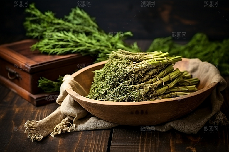 艾草清明传统文化摄影图