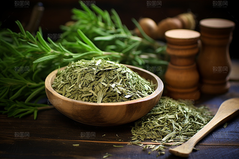 艾草艾叶中式糕点摄影图