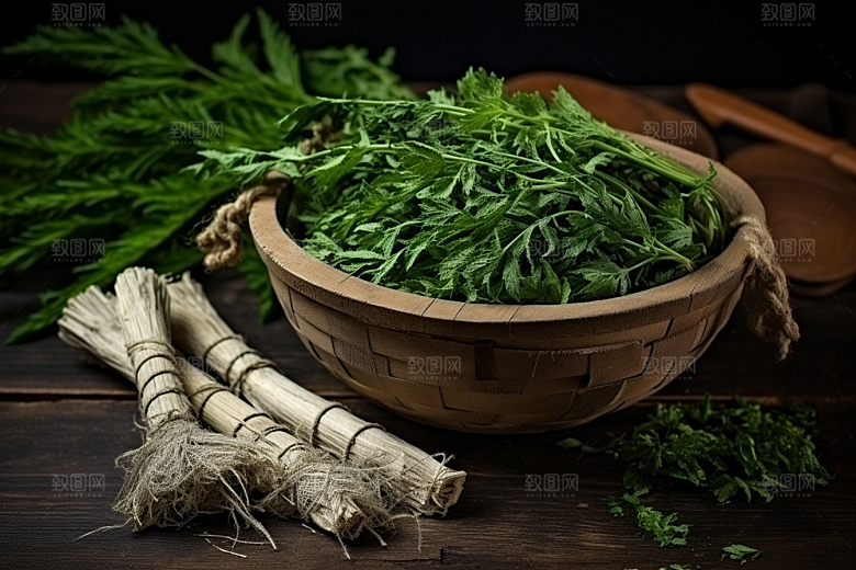 艾草清明传统文化摄影图