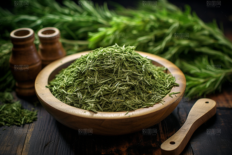 艾草中式糕点艾叶摄影图
