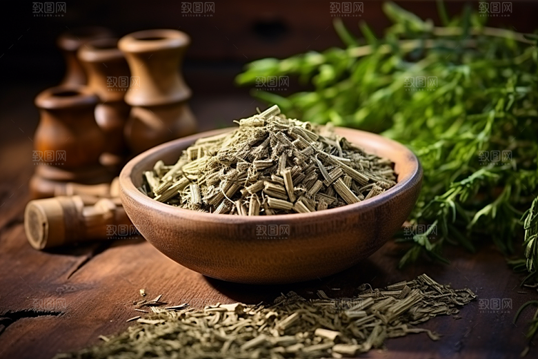 艾草糯米团蒿草摄影图
