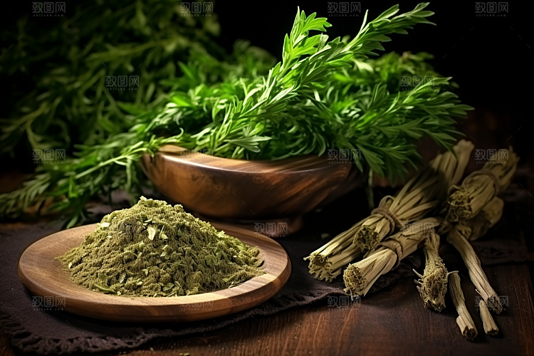 艾草中式糕点美食摄影图