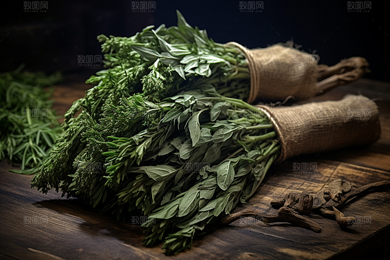 艾草中式糕点糯米团摄影图
