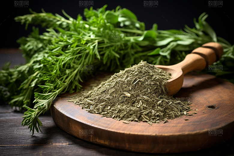 艾草艾叶中式糕点摄影图
