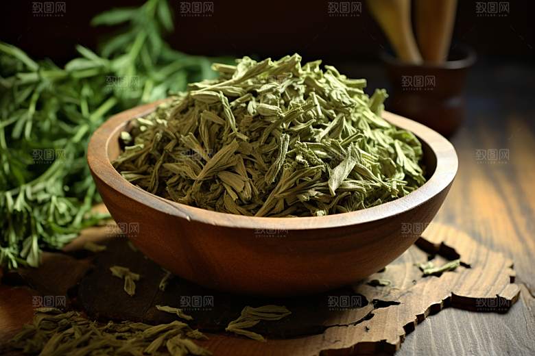 艾草中式糕点艾叶摄影图