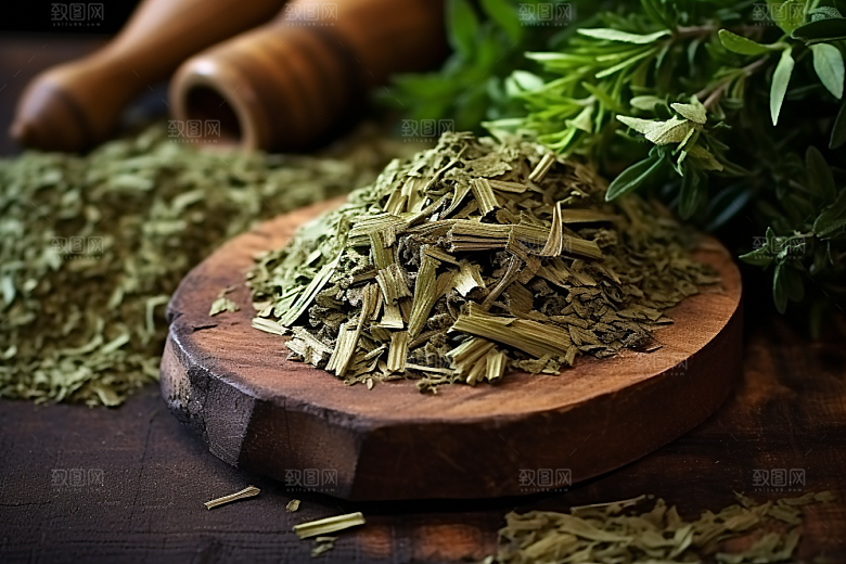 艾草中式糕点糯米团摄影图