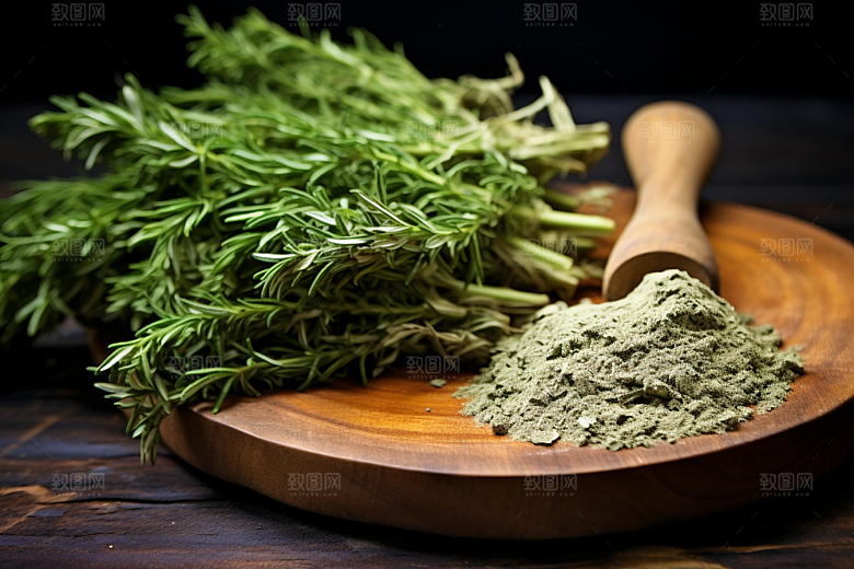 艾草糯米团蒿草摄影图