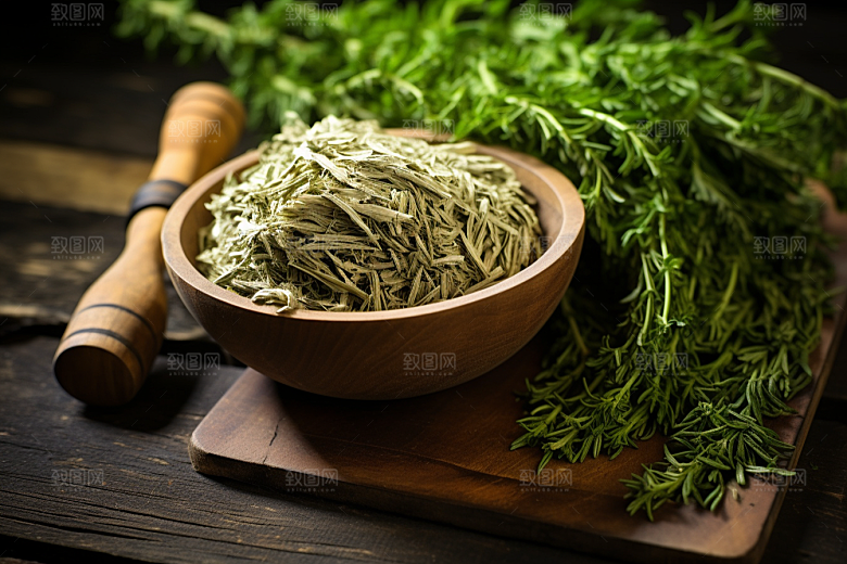艾草中式糕点糯米团摄影图
